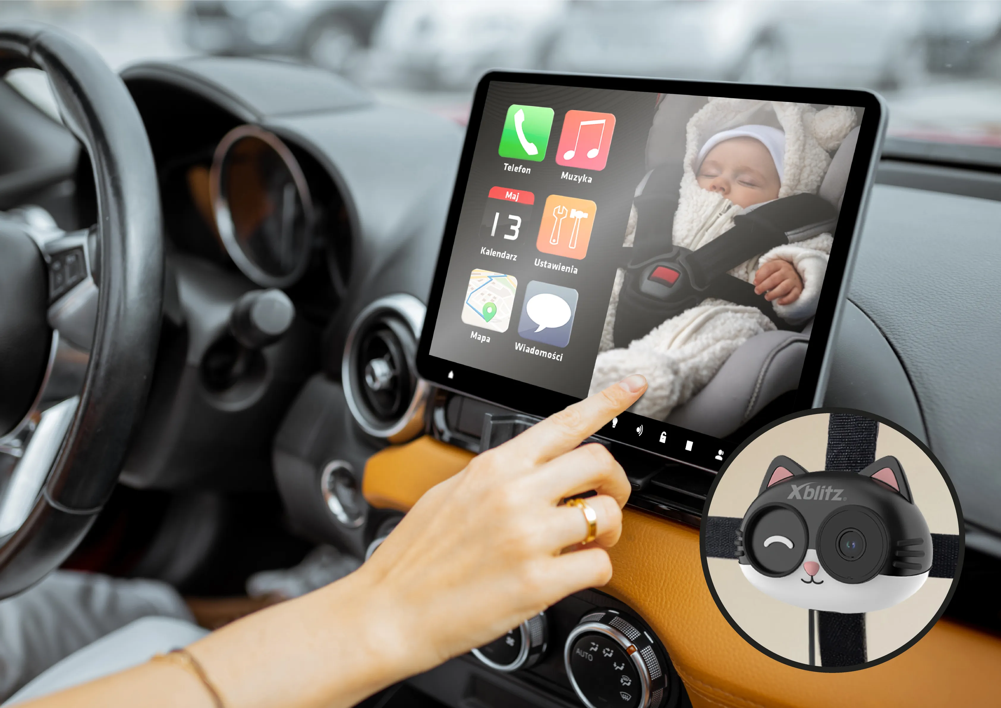 Xblitz Coco – Niania samochodowa z bezprzewodowym adapterem CarPlay