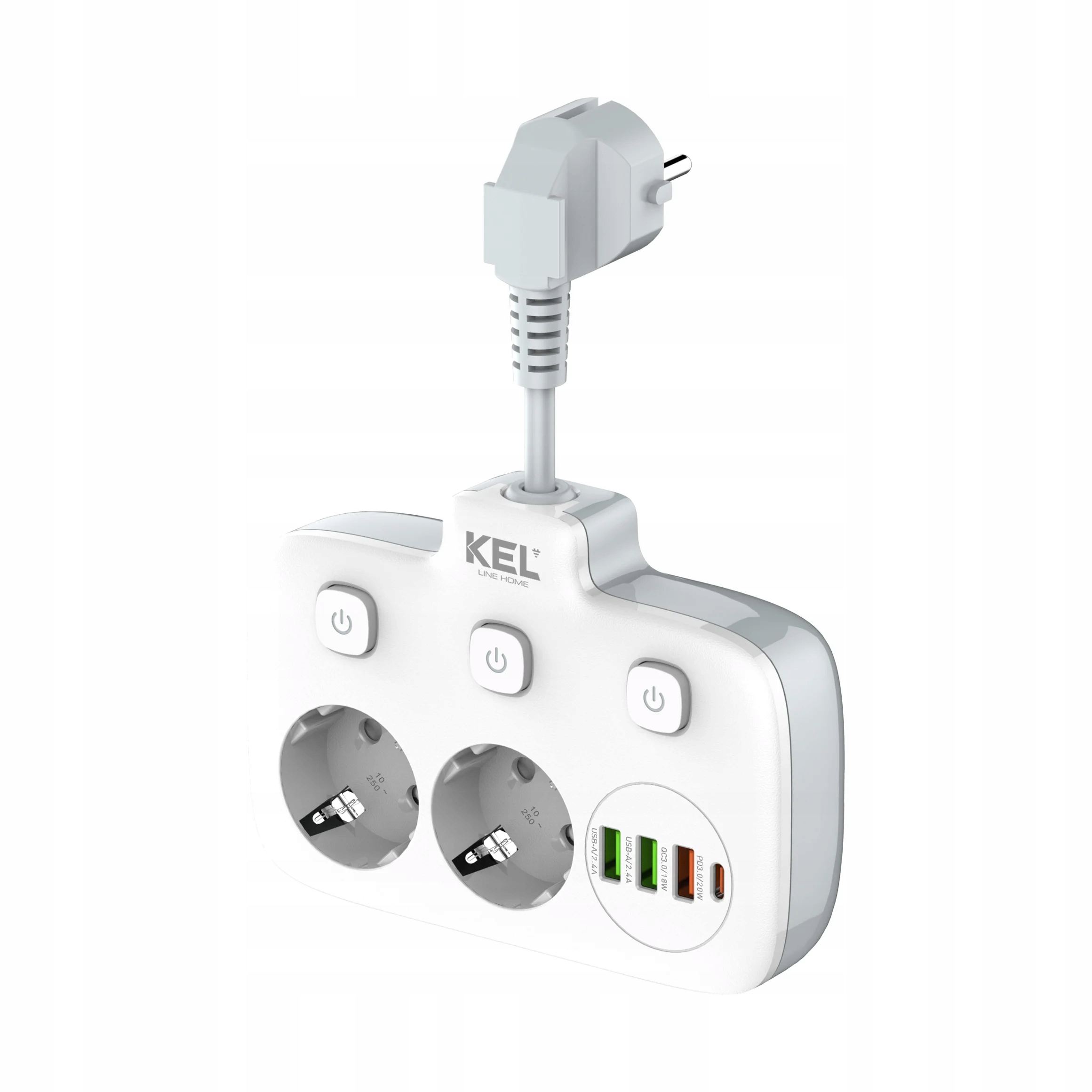 Rozgałęźnik podwójny na kablu z indywidualnymi włącznikami + USB R-273SWS/CA – Wygodne zasilanie dla Twoich urządzeń