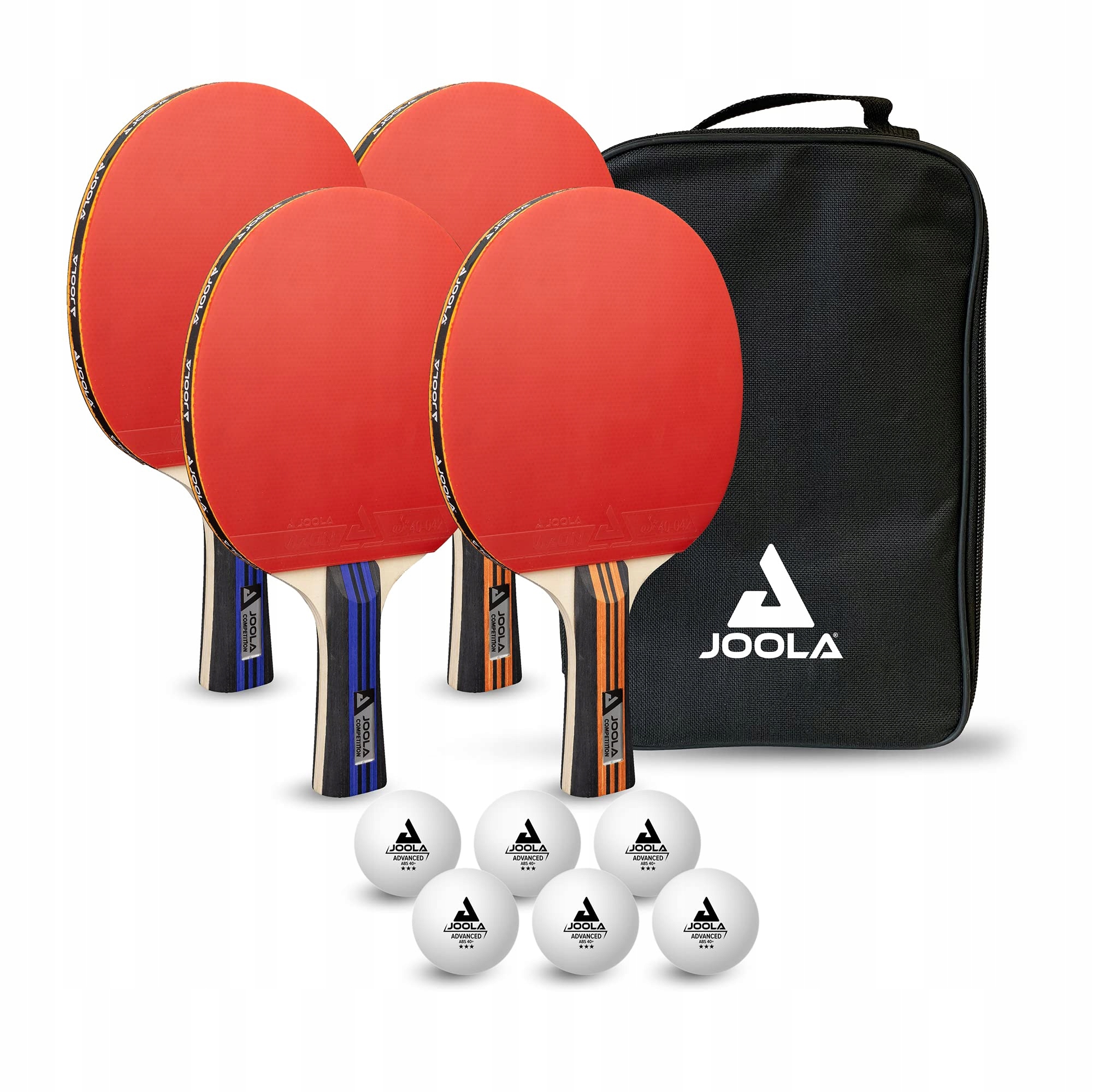 Zestaw do tenisa stołowego JOOLA FAMILY 4 rakietki COMPETITION 6 piłeczek ADVANCED – Idealny dla całej rodziny