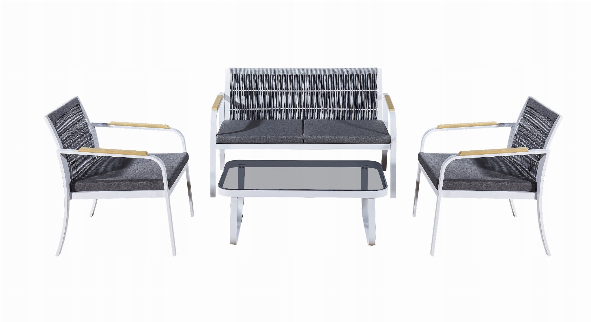 Zestaw mebli ogrodowych z aluminium RARO z plecioną liną – Elegancja i komfort w Twoim ogrodzie