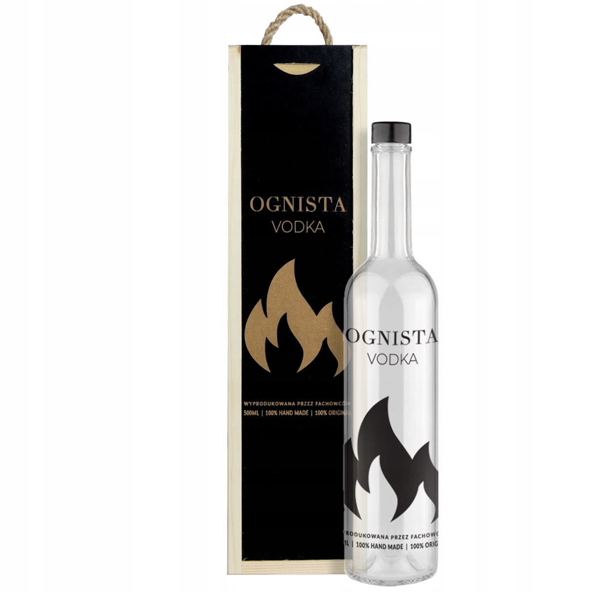 Skrzynka drewniana OGNISTA + Butelka FUTURA 500ml – Idealny zestaw na prezent