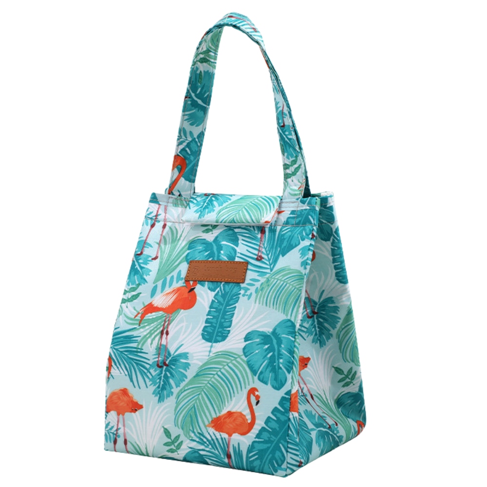 Torba Termiczna Izolacyjna Śniadaniowa Lunch Bag Liście Flamingi 25cm – Styl i funkcjonalność w jednym