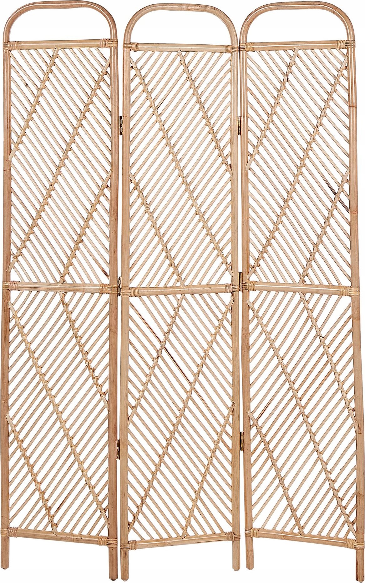 Beliani 3-panelowy składany parawan pokojowy rattanowy 106 x 180 cm naturalny COSENZA – Elegancja i funkcjonalność w Twoim wnętrzu