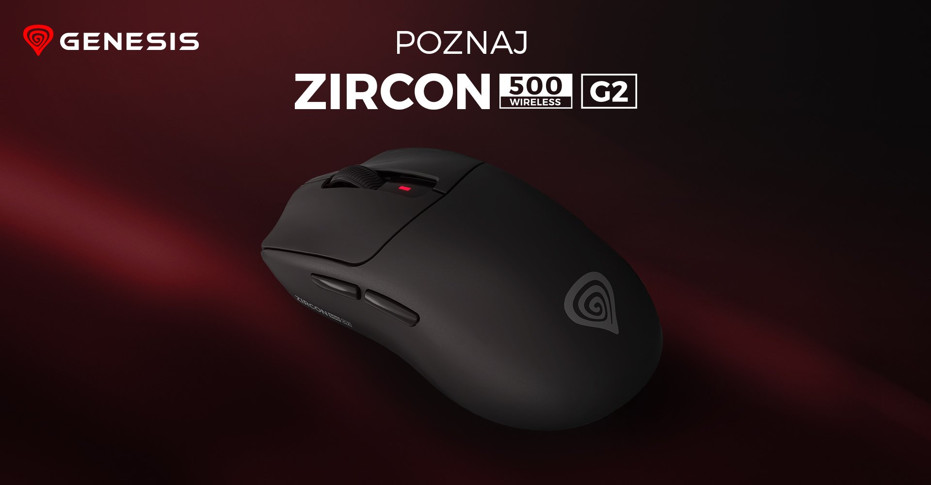 Bezprzewodowa mysz gamingowa Genesis Zircon 500 G2 w eleganckim czarnym kolorze z sensorem 10 000 DPI