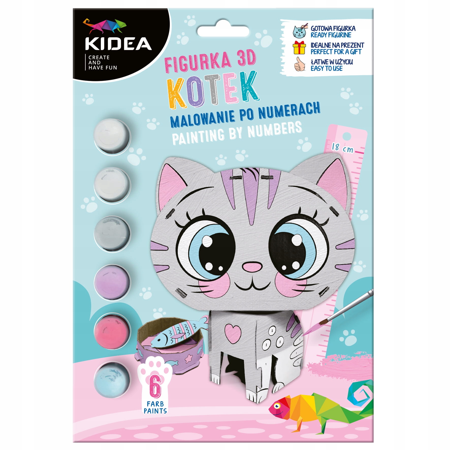 Derform ZEST KREAT MALOW PO NUMER KOT 3D DERF KIDEA PUD – Kreatywna zabawa dla dzieci