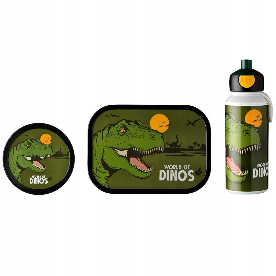 Zestaw dziecięcy bidon, lunchbox i pudełko na owoce Campus Dino Mepal – Idealny dla Twojego dziecka