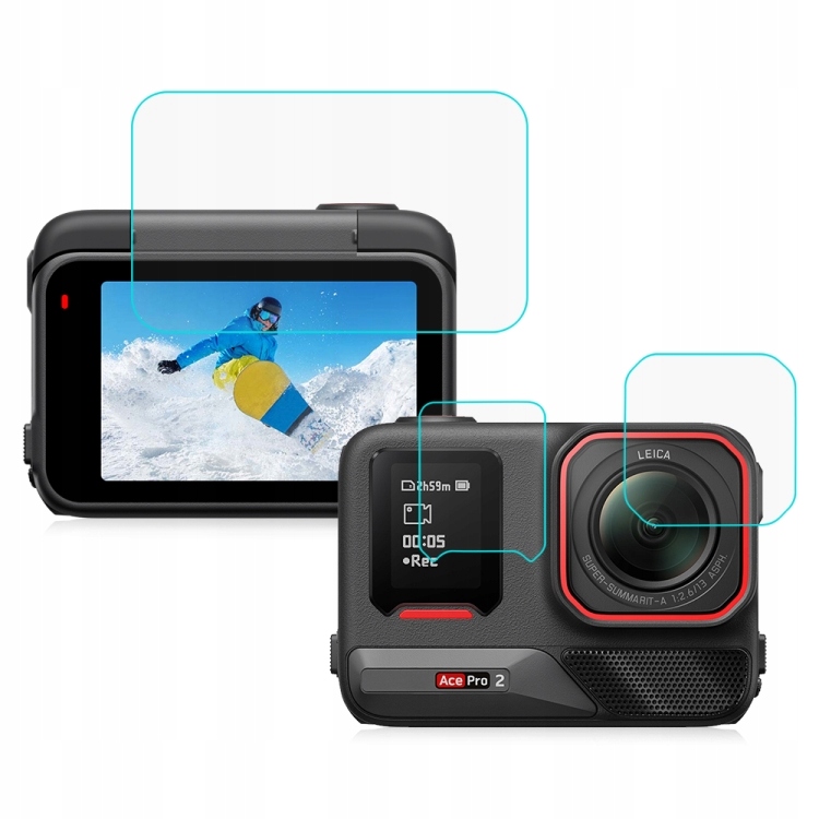 Zestaw Osłona Szkło Hartowane na Obiektyw 2x Ekran LCD - Insta360 ACE PRO 2 – Najlepsza ochrona dla Twojej kamery