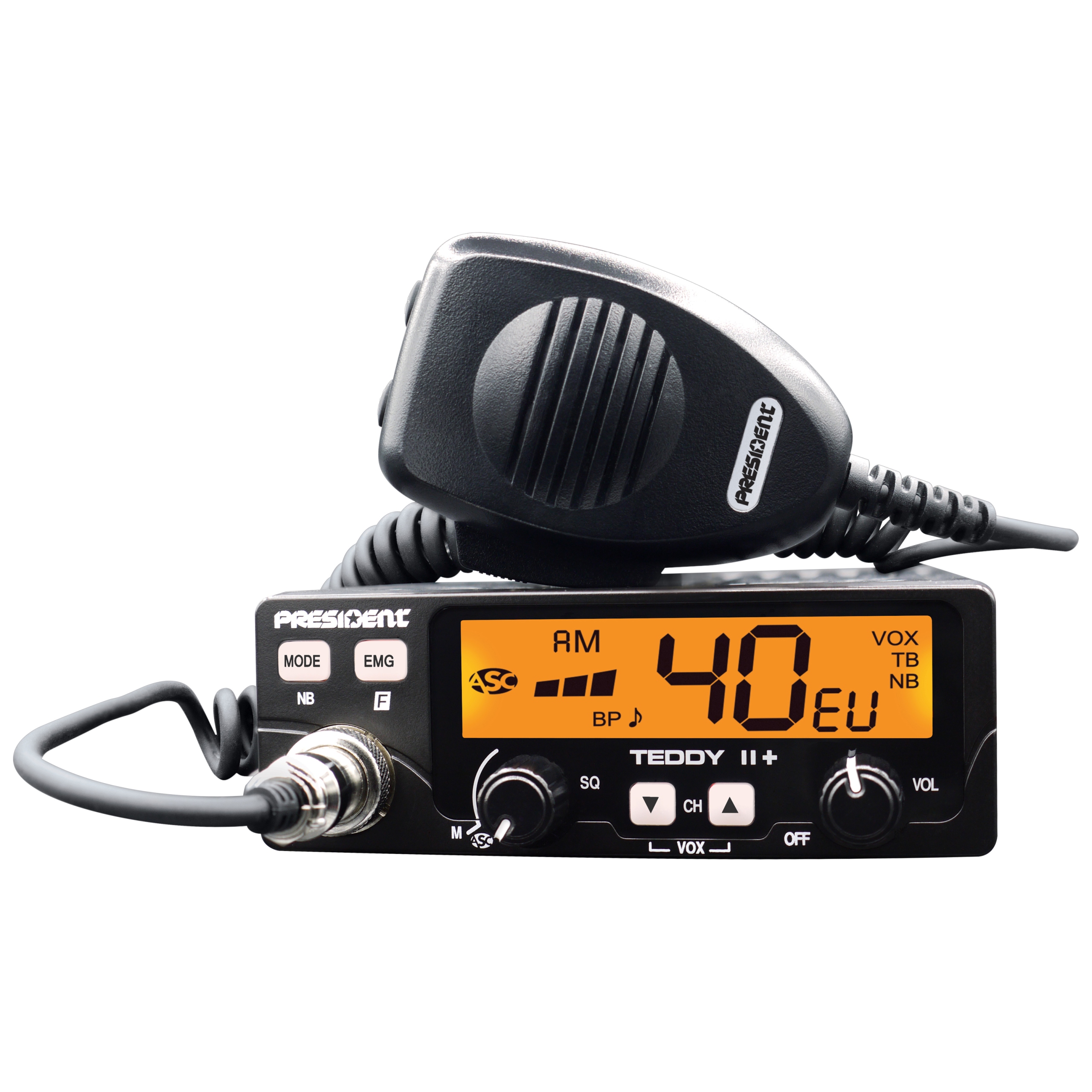 Radio CB PRESIDENT TEDDY II+ ASC VOX 12/24V AM/FM – Doskonała jakość komunikacji