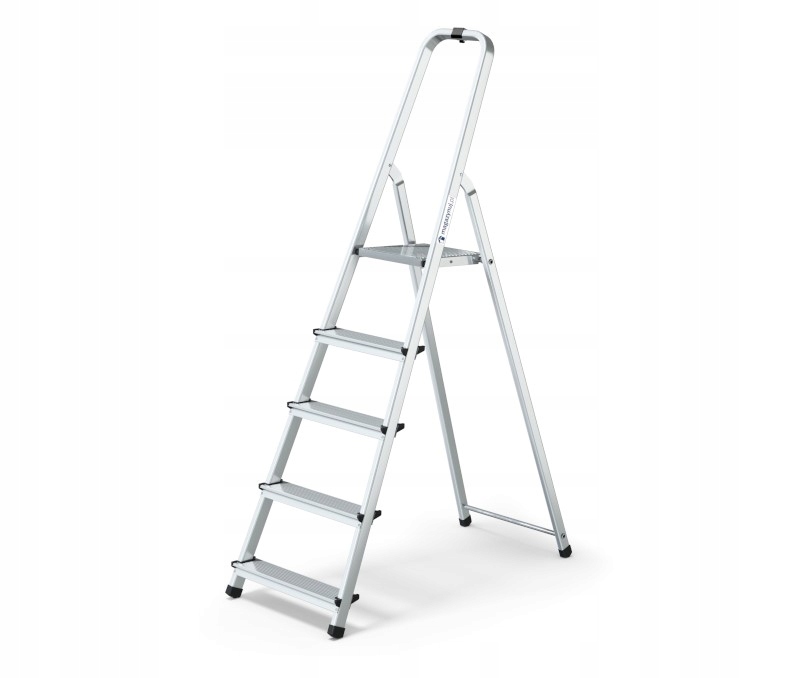 Drabina aluminiowa 5 stopni, wytrzymałość 150 kg - PRO