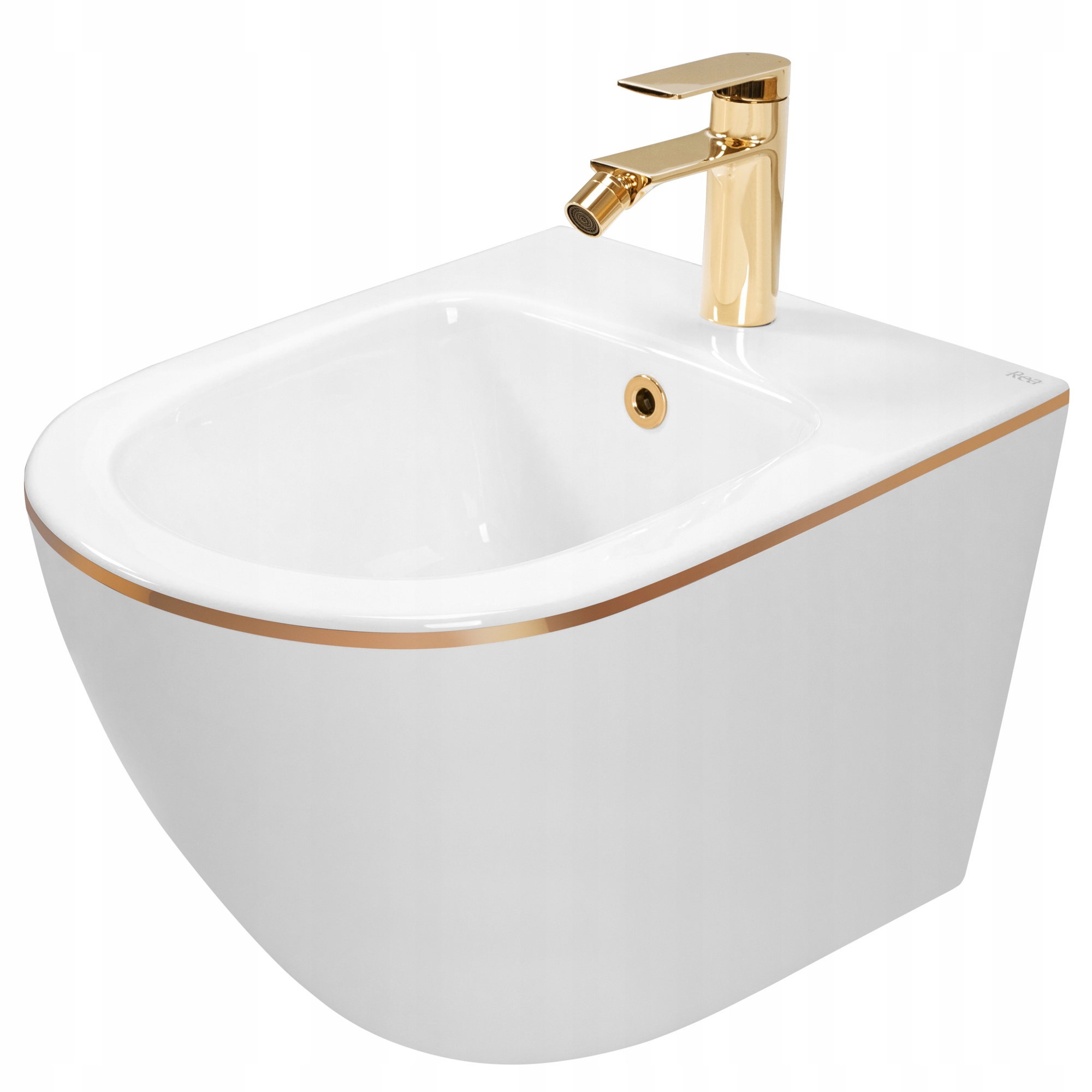 Bidet Rea Carlo Mini White Gold Edge – Elegancja i funkcjonalność w Twojej łazience