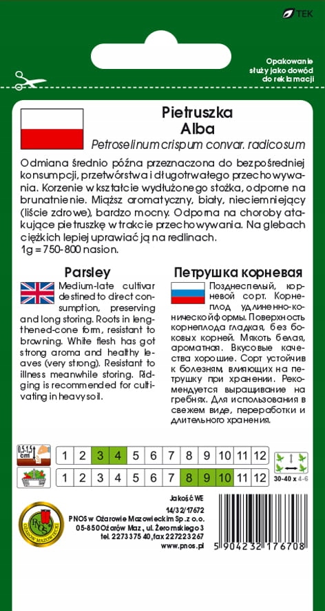 Termin zbioru pietruszki korzeniowej