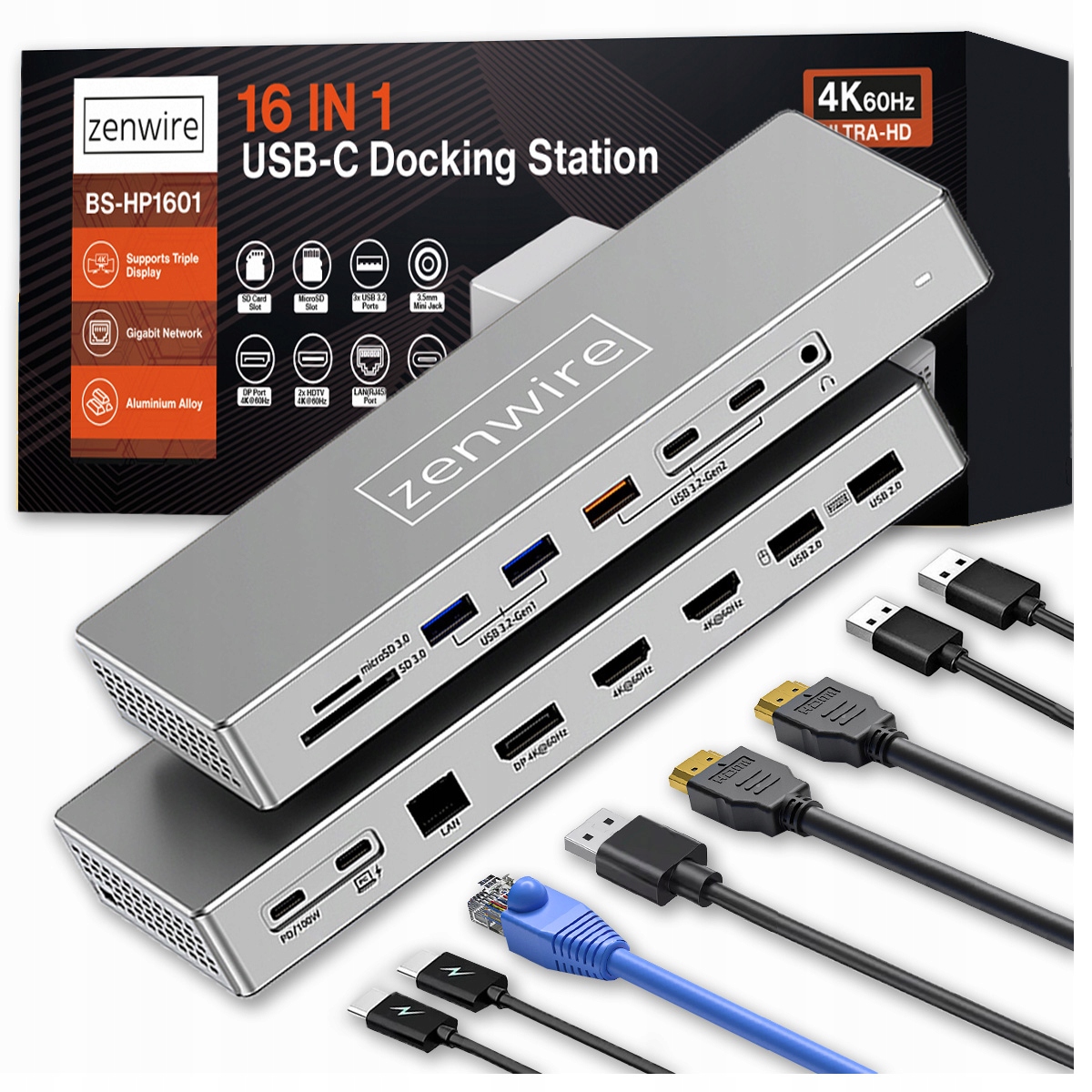 Stacja Dokująca Hub USB-C 16w1 Zenwire – Wydajność i wszechstronność w jednym
