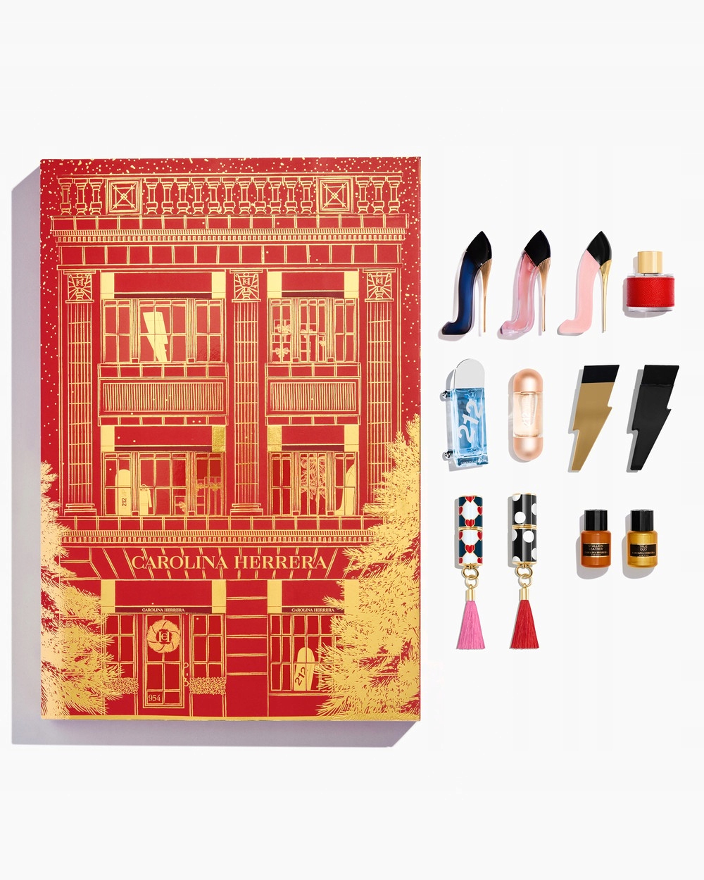 Zestaw miniatur perfum i kosmetyków do makijażu