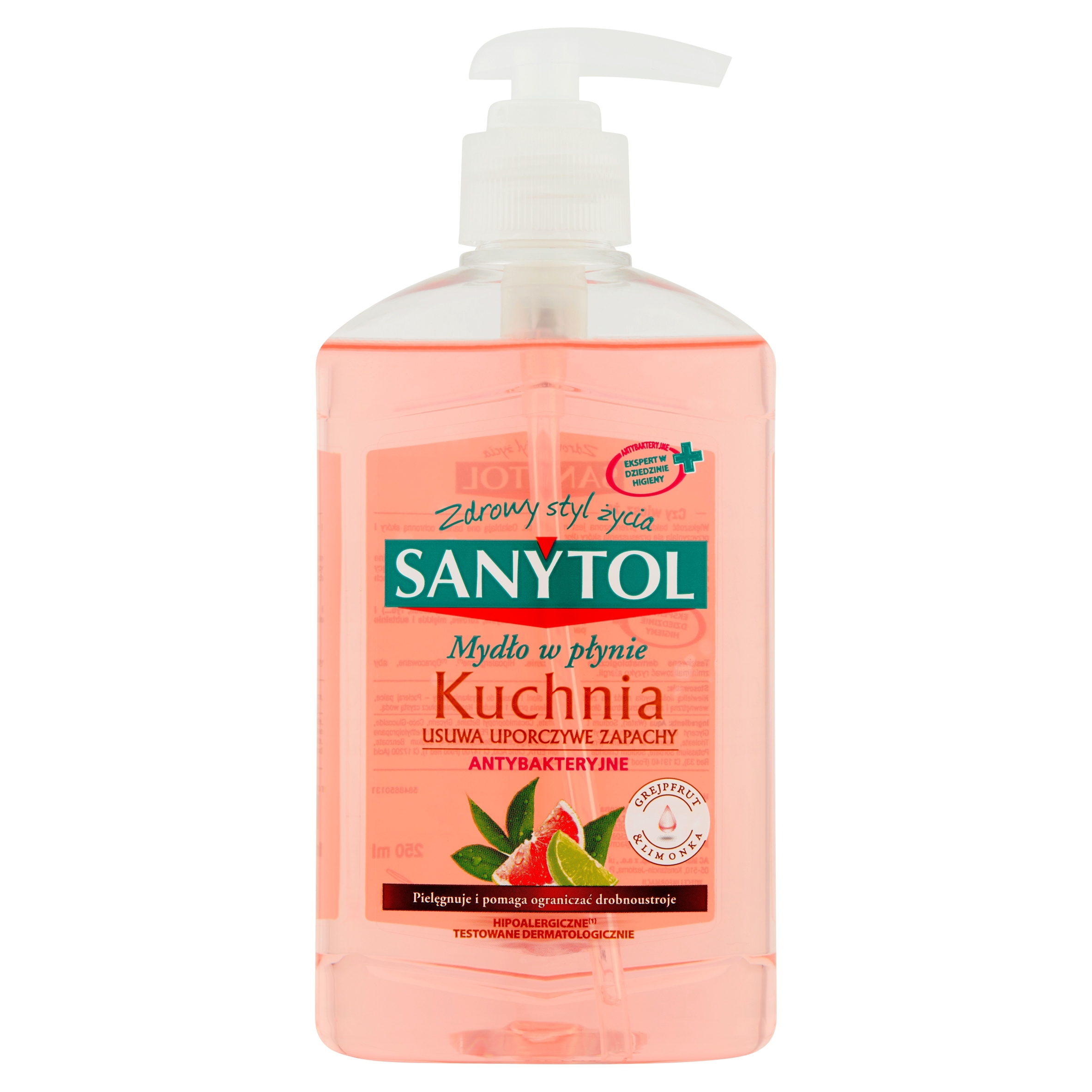 SANYTOL Mydło w płynie SANYTOL antybakteryjne do kuchni Grejpfrut i limonka 250 ml – Skuteczna ochrona w Twojej kuchni