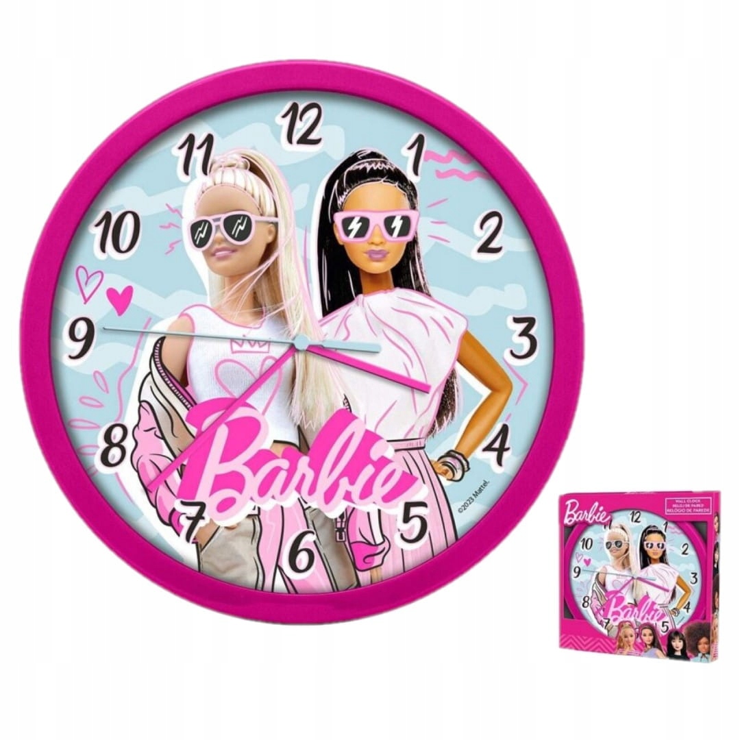 Zegar Ścienny Na Ścianę Duży 25cm Dla Dziecka - Barbie