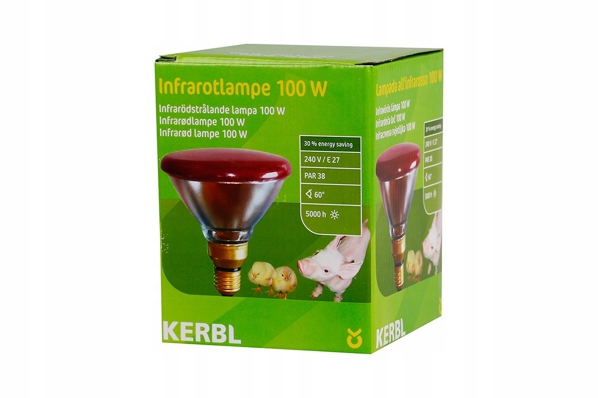 KERBL Żarówka, promiennik 100 W, czerwona PAR38 – Idealne rozwiązanie do ogrzewania