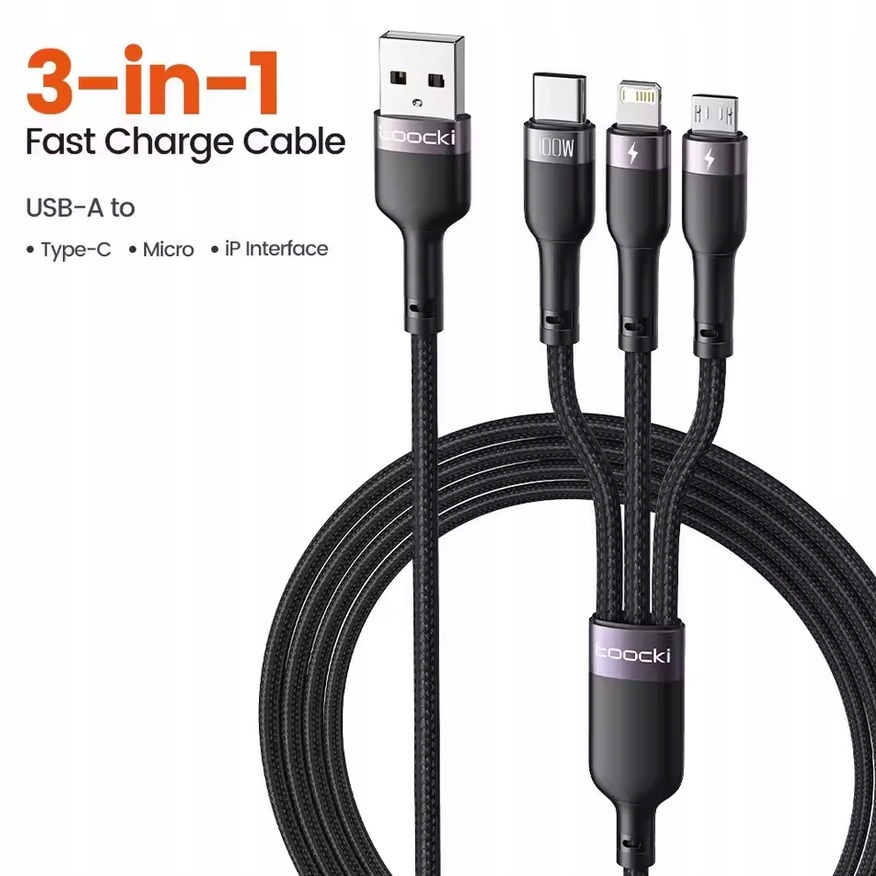 Trzy końcówki: USB-C, Micro i Lightning