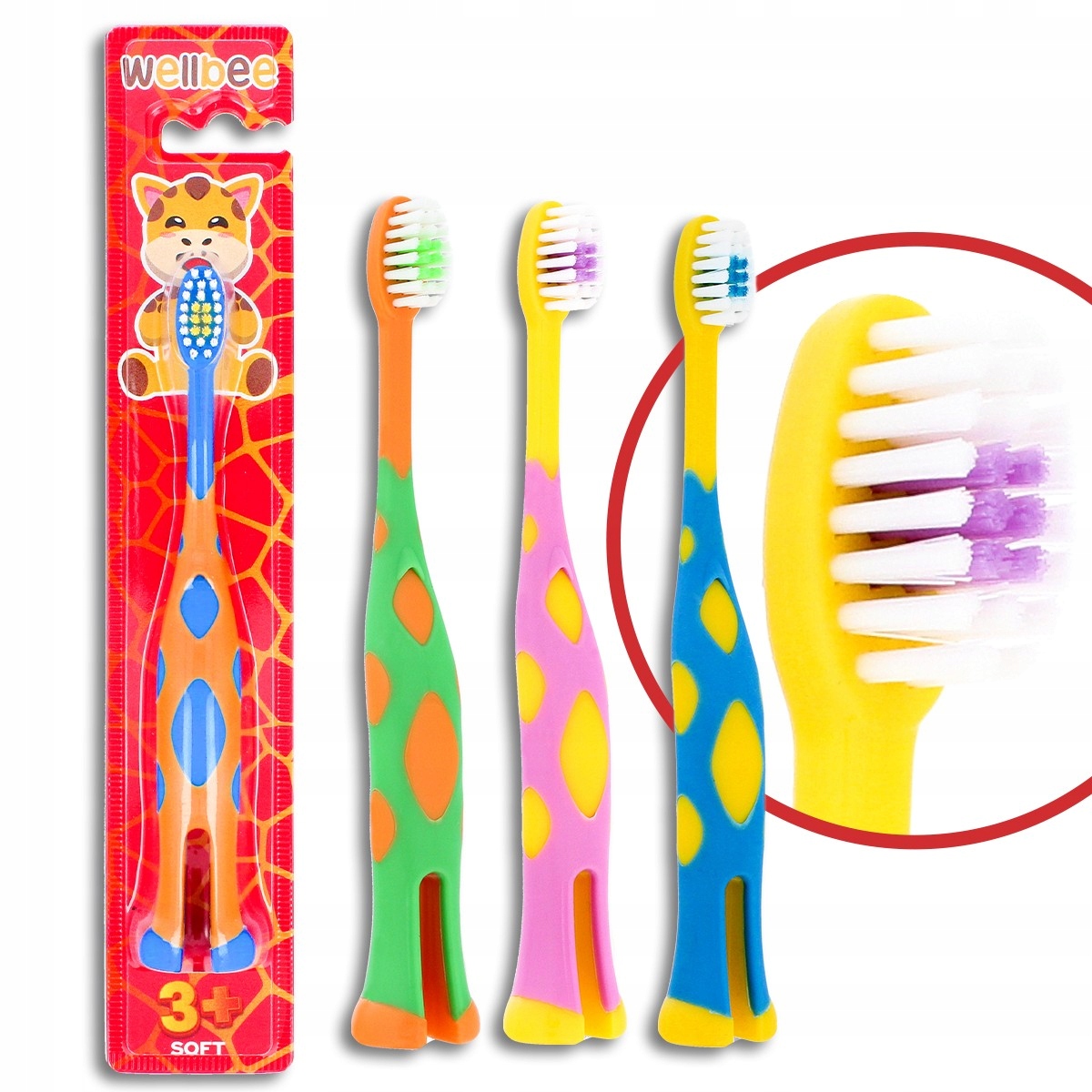 WELLBEE Szczoteczka dla dzieci KIDS(3+) Soft – Kolorowa przyjemność w myciu zębów