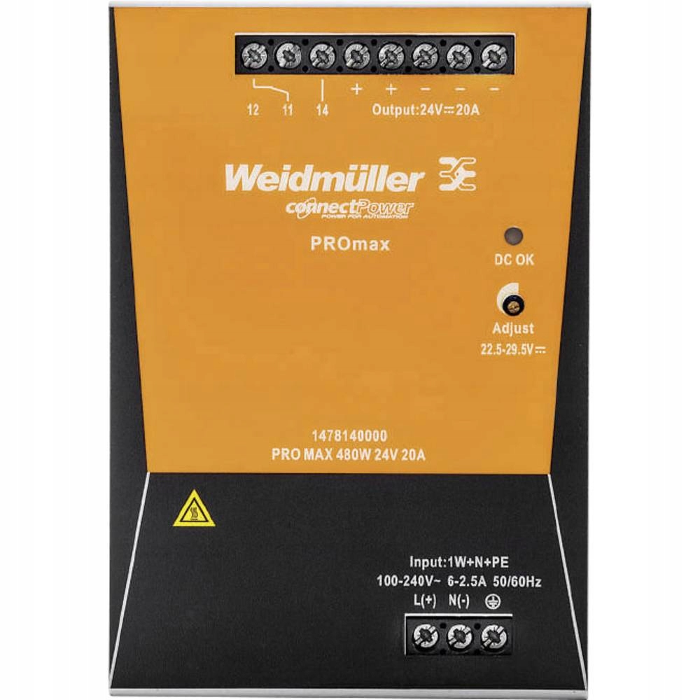 Zasilacz DC PRO MAX 480W 24V 20A – Wydajność i niezawodność w automatyzacji
