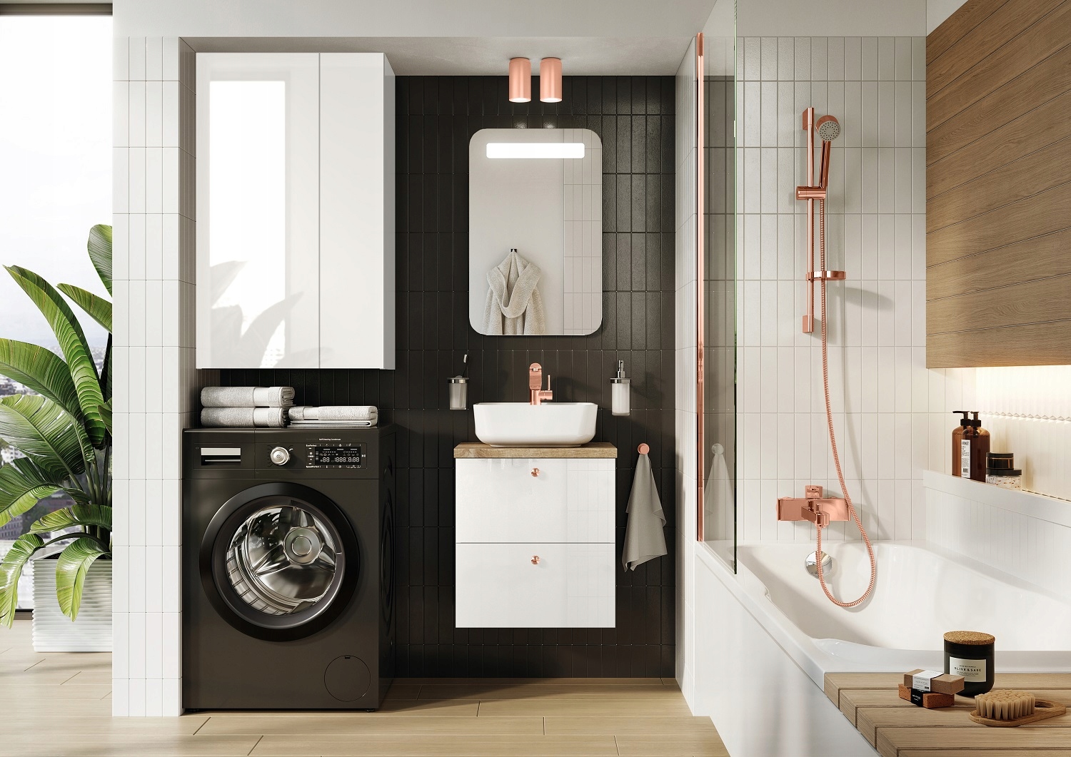 Nowoczesny design w białym połysku – idealne do każdej łazienki