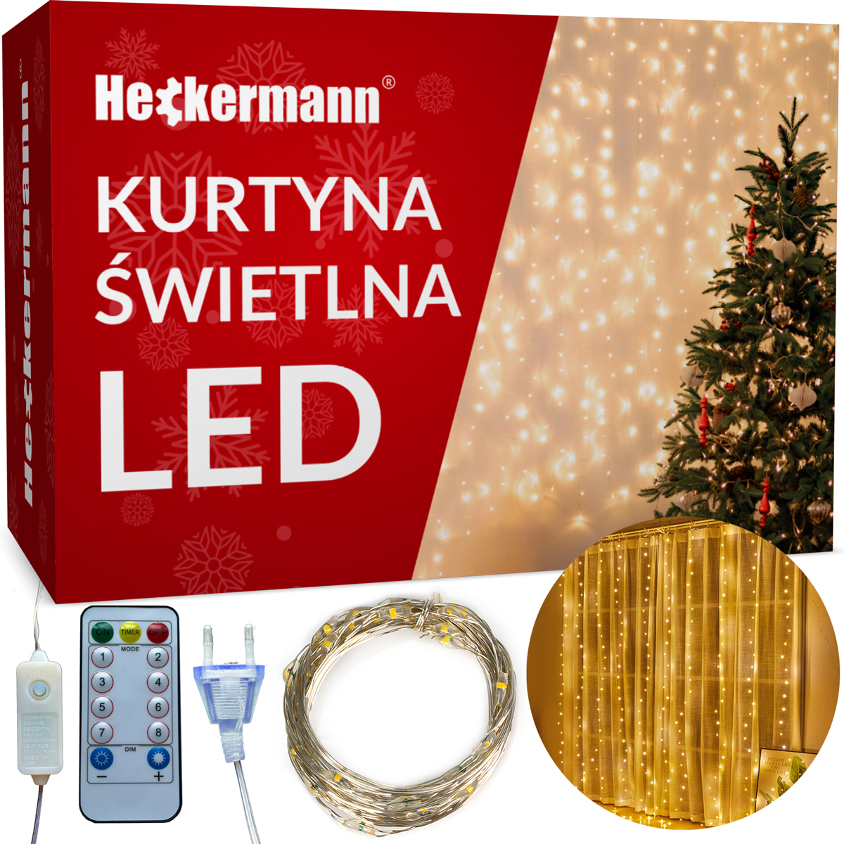 Girlanda LED Heckermann Ys-0003 3x3m 300LED Warm – Stwórz magiczną atmosferę w swoim domu