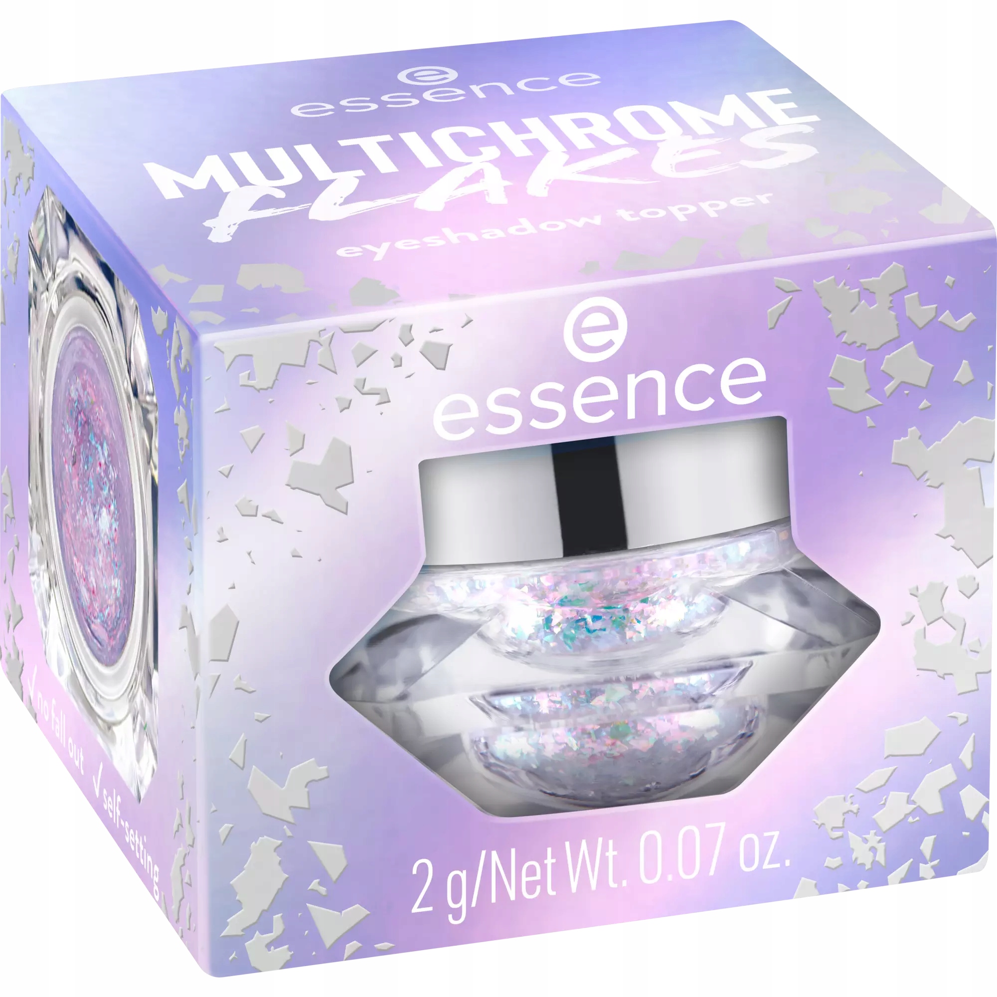 Essence Multichrome Flakes Topper cieni do powiek 01 Galactic Vibes – Stwórz efektowny makijaż oczu