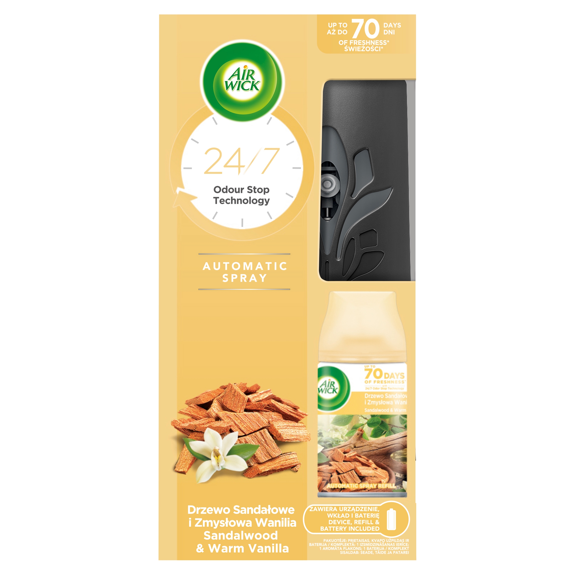 Freshmatic automatyczny odświeżacz powietrza i wkład Drzewo Sandałowe 250ml – Aromat, który wypełni Twój dom