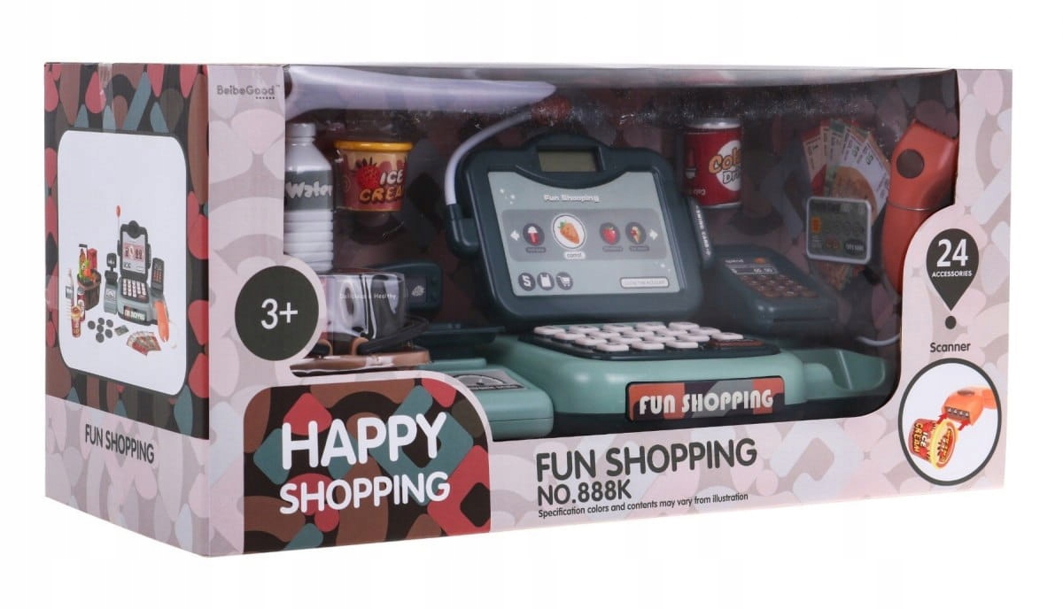 Kasa Fiskalna Sklepowa + Koszyk, Akcesoria (ZDZ.888K) – Idealna Zabawka dla Dzieci