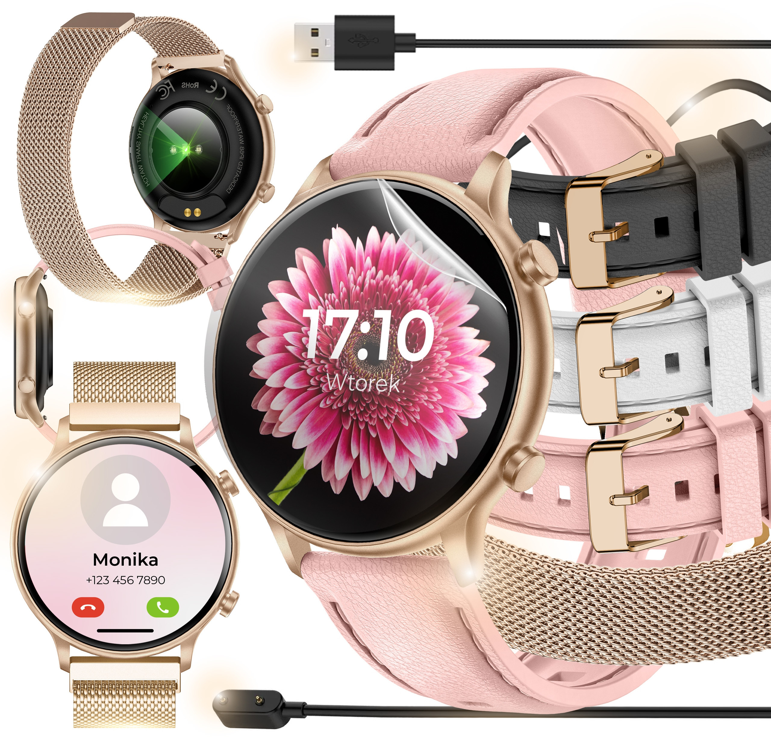 Smartwatch Zegarek Damski Polskie Menu Rozmowy Powiadomienia Sport Złoty – Twój stylowy towarzysz