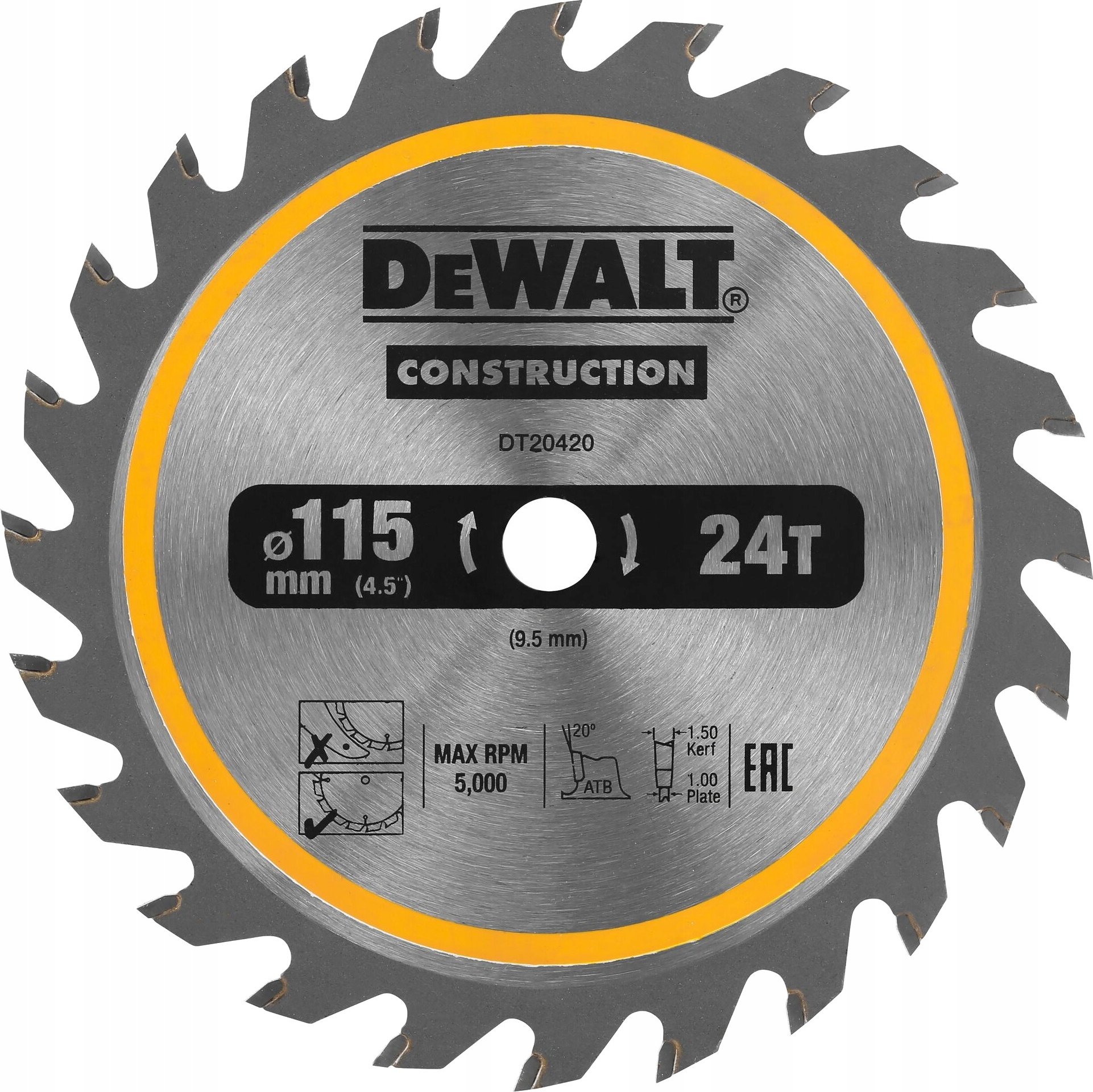 Dewalt DEWALT PIŁA TARCZ.115x25z ATB DREWNO Z GWOŹDZIAMI DO DCS571 – Wydajne cięcie drewna