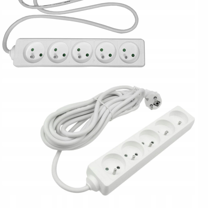 Przedłużacz 5 gniazd 5m z/u 3x1.5mm2 BIAŁY – Wygodne zasilanie w Twoim domu