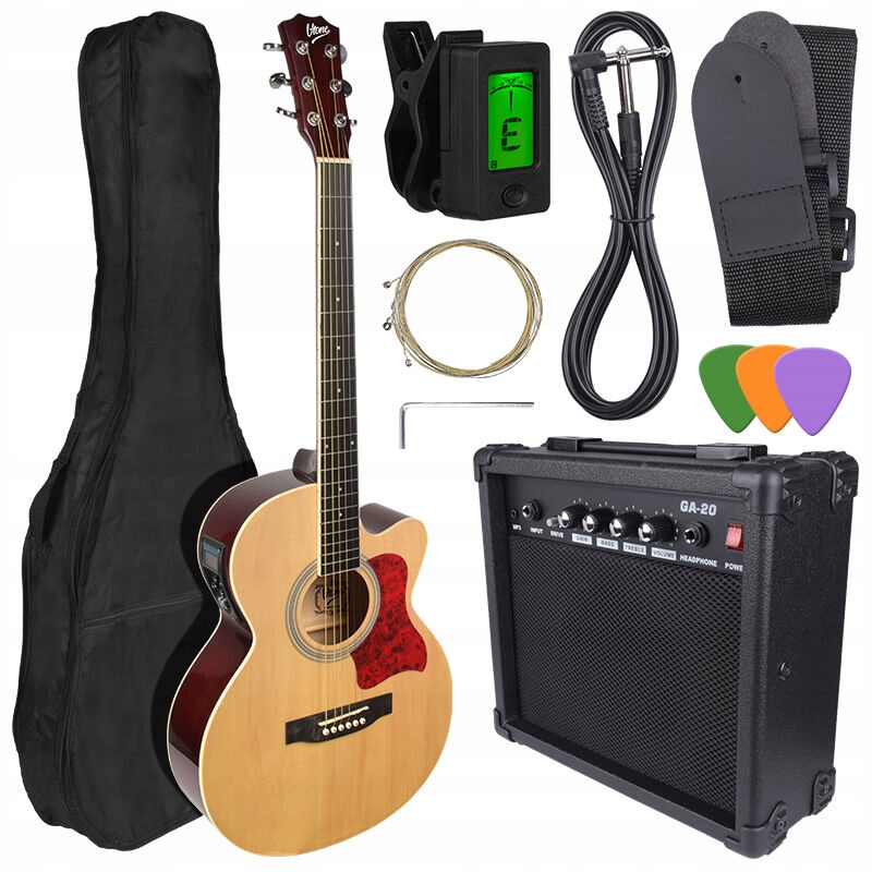 V-TONE EAG SET NT gitara elektroakustyczna + wzmacniacz gitarowy zestaw NATURAL – Idealny wybór dla początkujących i średnio zaawansowanych