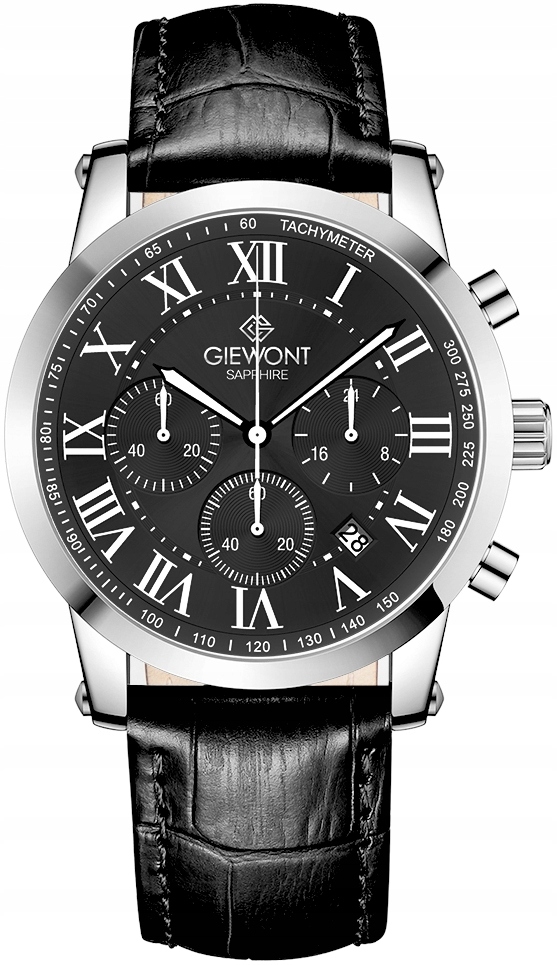 Zegarek Męski Giewont Chronograph Sapphire Srebrno Czarny GW6260-A2 – Klasa i styl w jednym