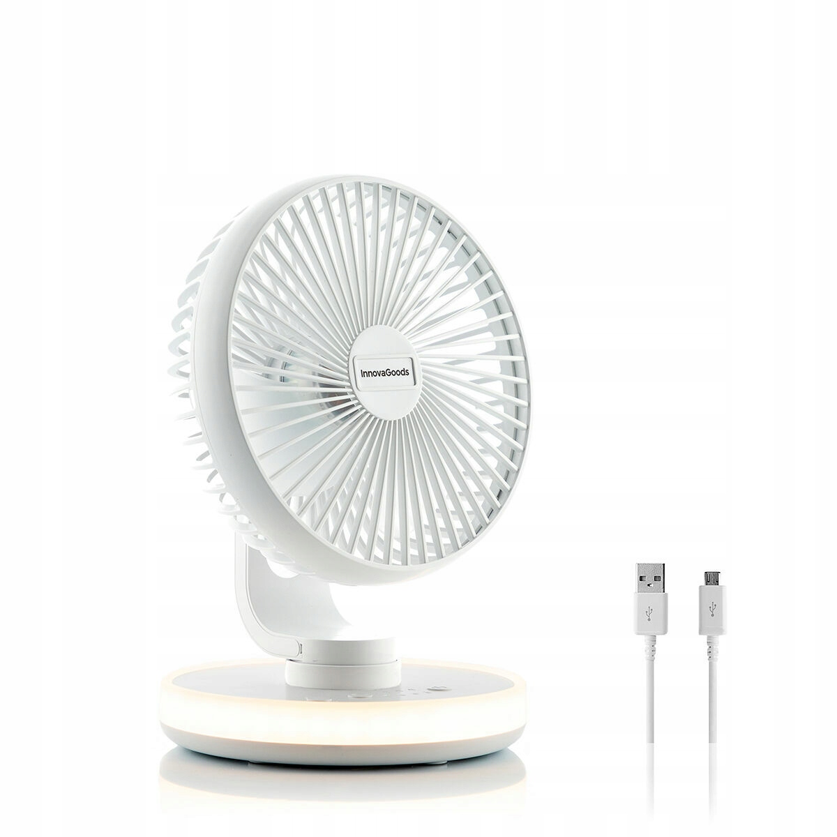 Wentylator USB InnovaGoods – Akumulatorowy wentylator biurkowy z diodami LED FanLed Ø6,6''