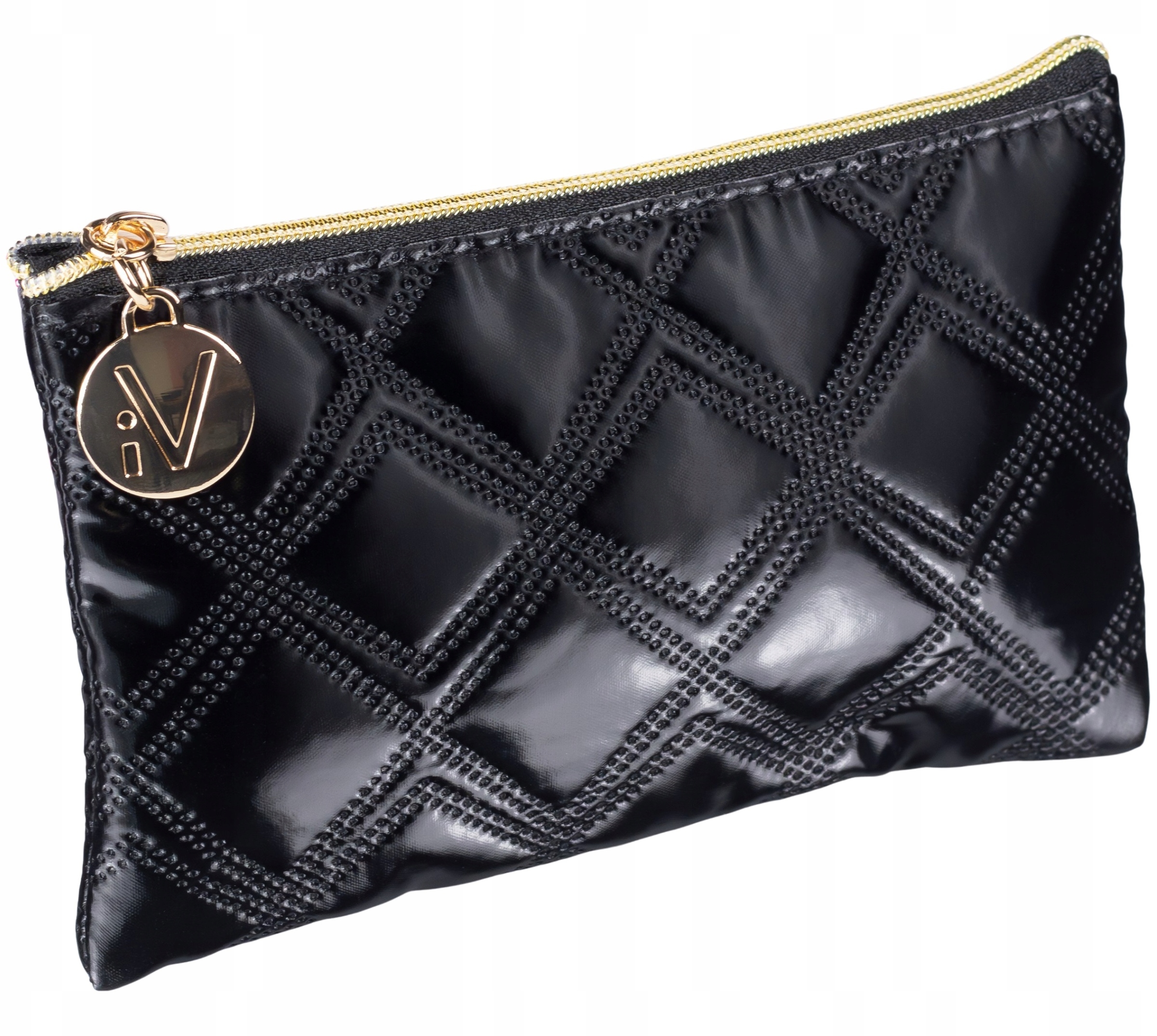 Inter Vion Gold & Black – Elegancka kosmetyczka pikowana w kolorze czarnym