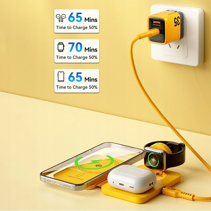 WEKOME WP-U172 – Ładowarka bezprzewodowa 3w1 z MagSafe do iPhone, Apple Watch i AirPods