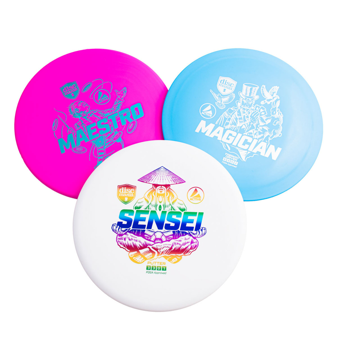 Zestaw dysków do Disc Golfa Active (SENSEI, MAESTRO, MAGICIAN) – Idealny dla początkujących i zaawansowanych