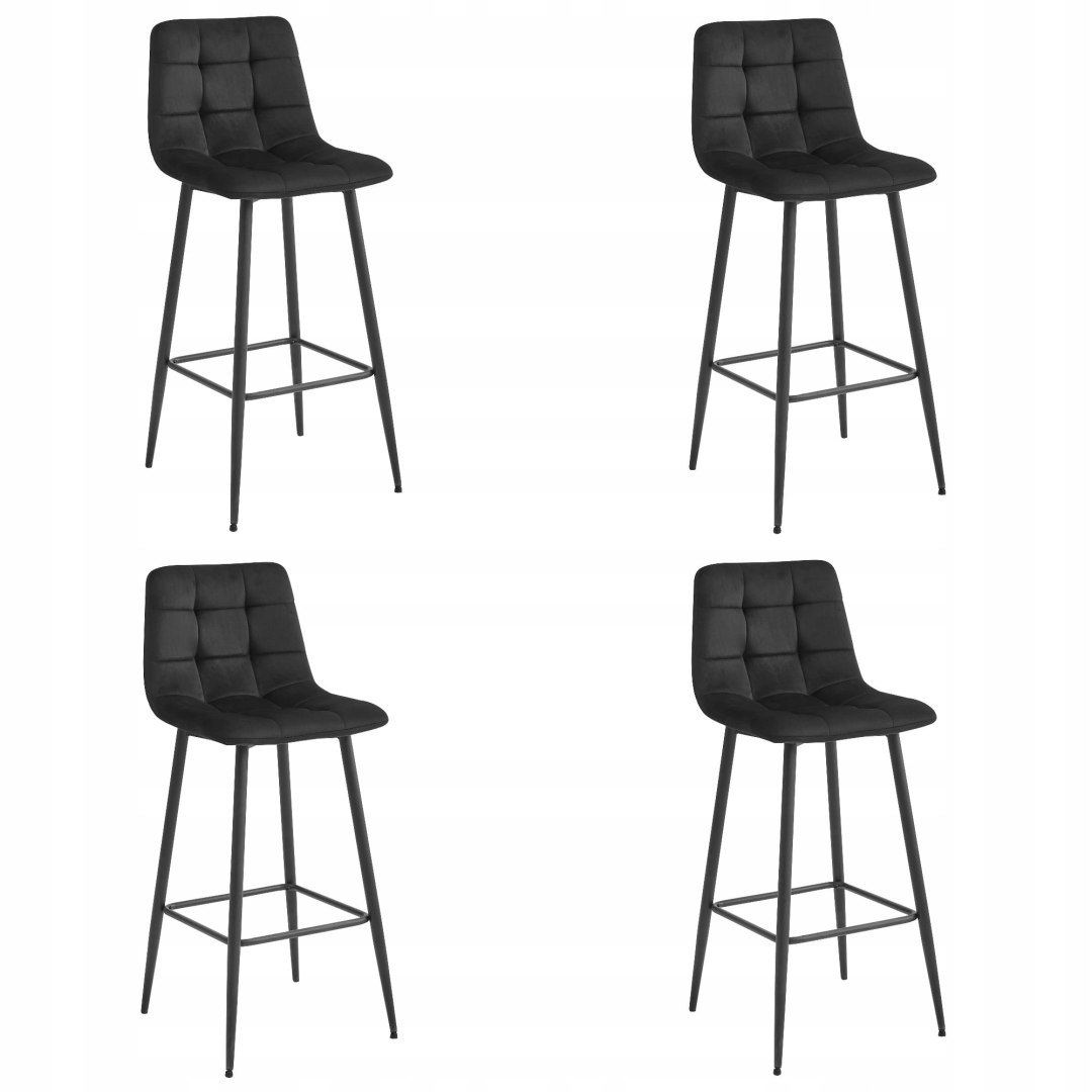 Hoker ARCETO - czarny aksamit / nogi czarne x 4 – Elegancja i komfort w Twoim wnętrzu