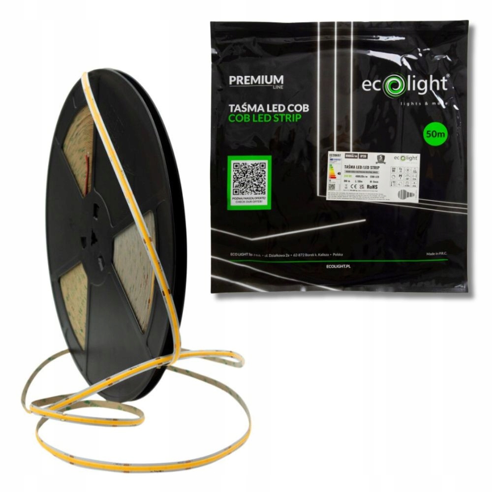 Taśma LED COB 480 9W/m 4000K 990lm/m 24V IP20 – Idealne oświetlenie do Twojego domu