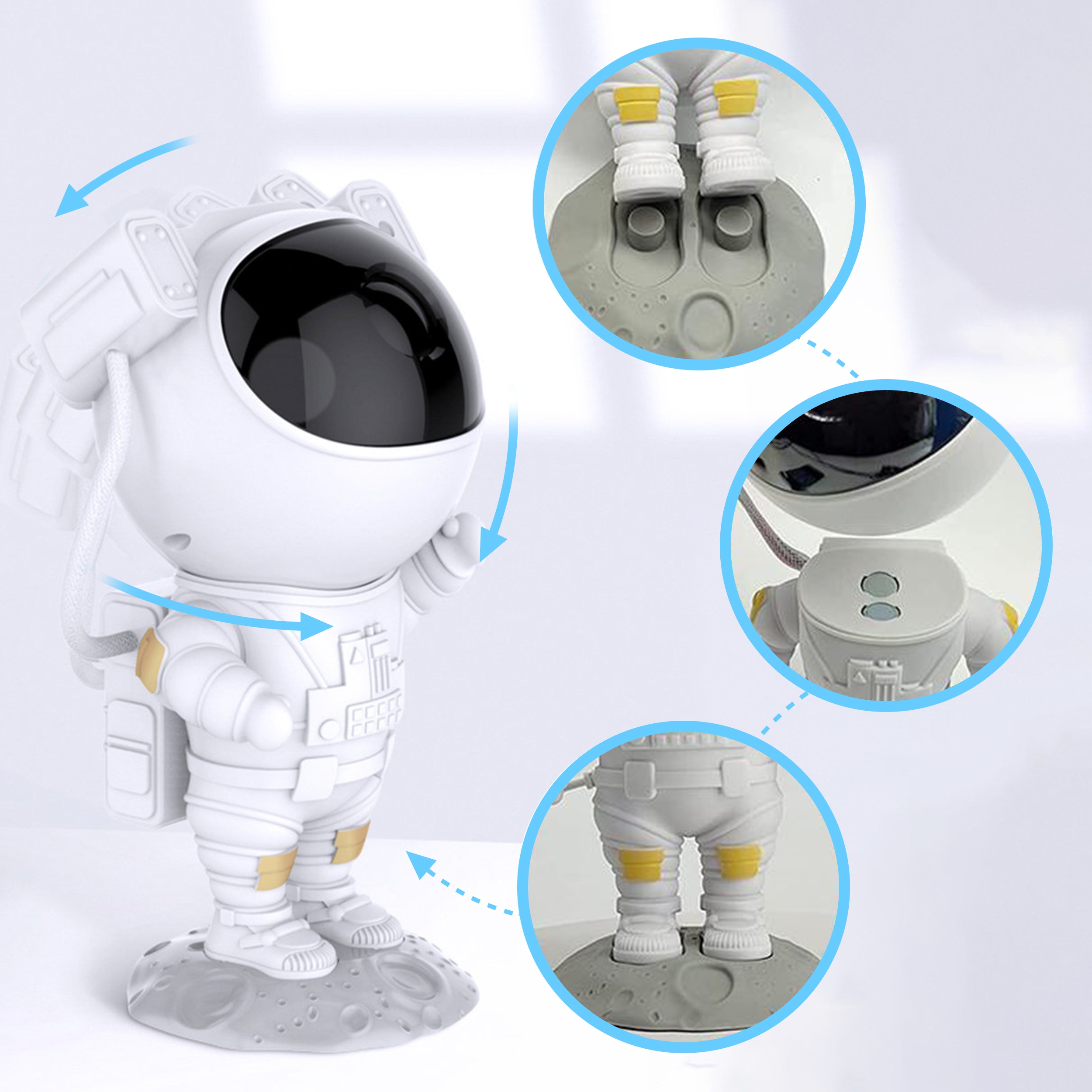 Projektor gwiazd obrotowy astronauta lampka nocna Kolor biały
