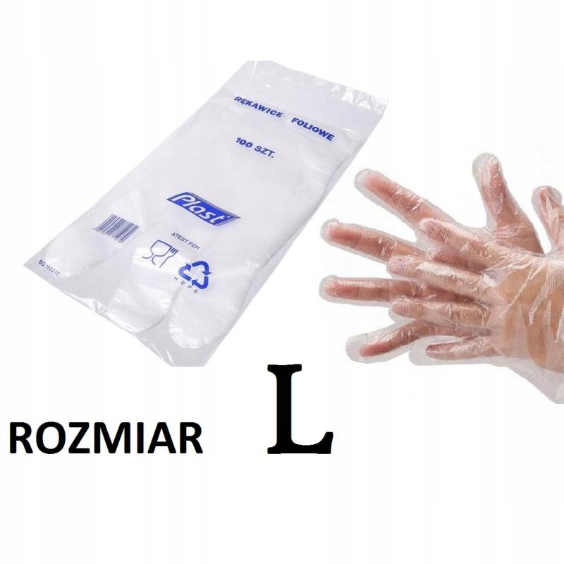 RĘKAWICE FOLIOWE HDPE ZRYWKI MOCNE x100 opakowań L