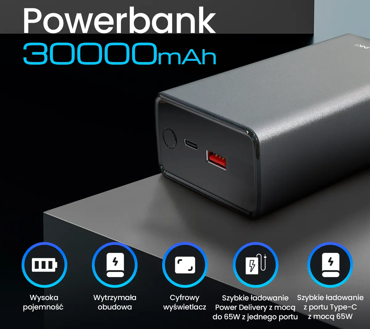 EXTRALINK EPB-068 20000MAH FAST CHARGING POWER BANK BLACK
