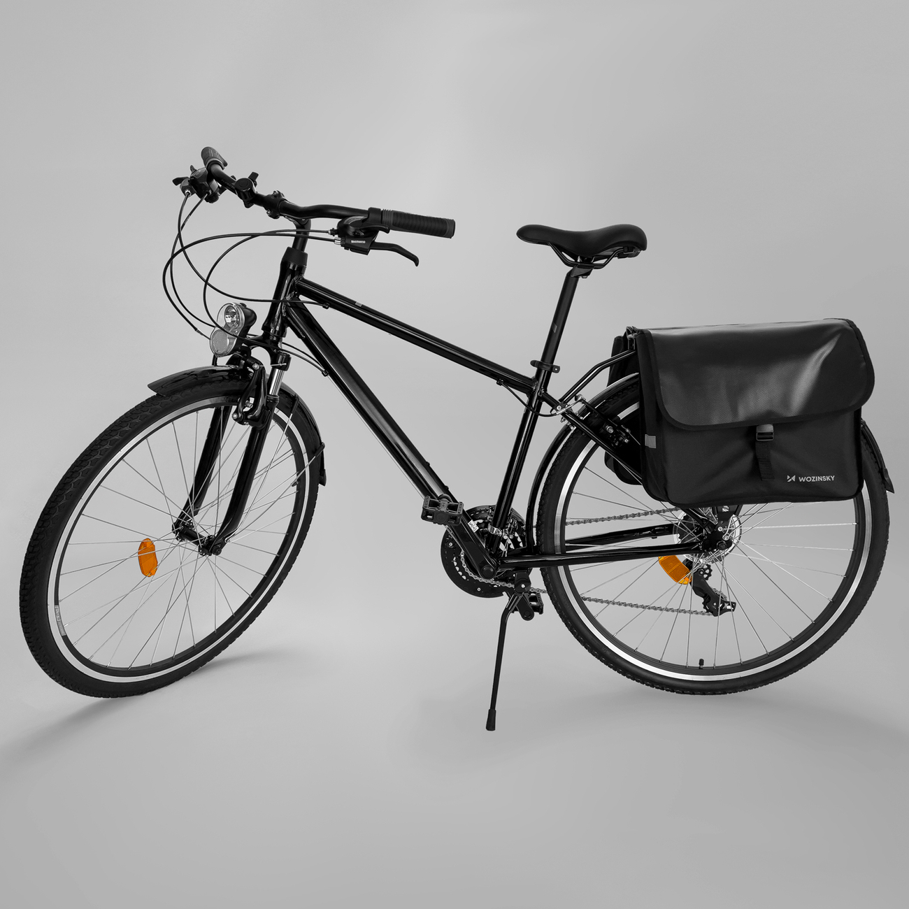 Zamontowana na bagażniku sakwa rowerowa podwójna Wozinsky WBB34BK Zamontowana na rowerze sakwa rowerowa na bagażnik podwójna Wozinsky WBB34BK