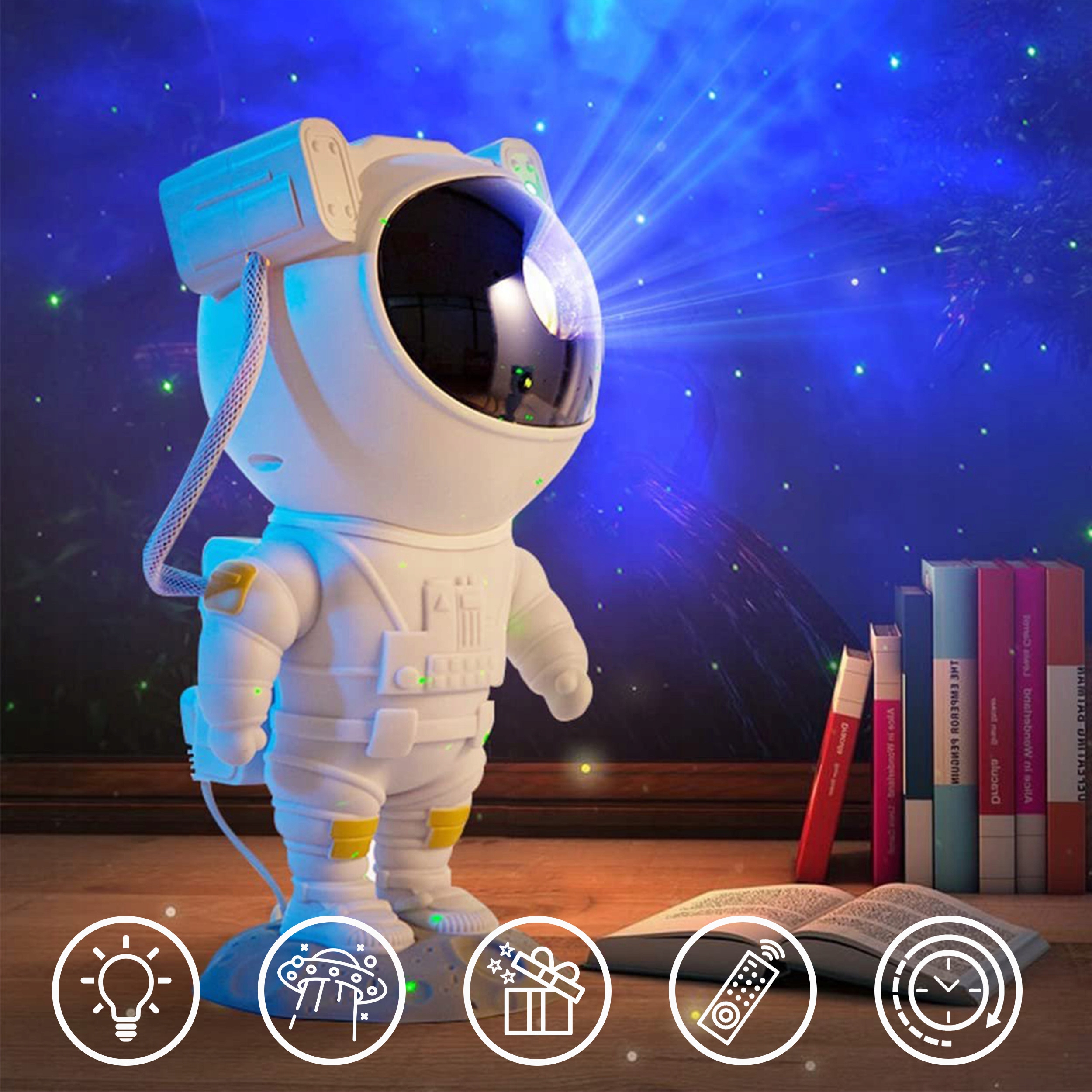 Projektor gwiazd obrotowy astronauta lampka nocna Model Astronauta