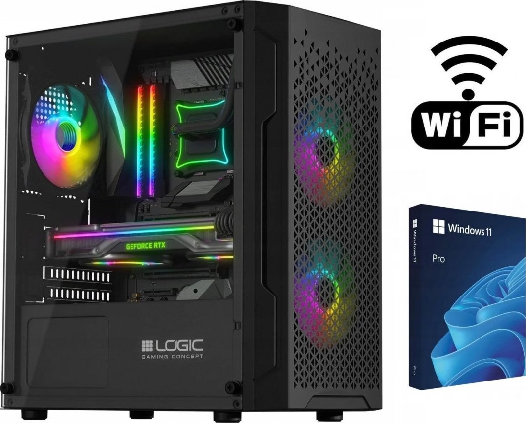 Komputer Netcom gamingowy do gier Ryzen 5 3600, 16 GB, RTX 3060 12GB 1 TB M.2 PCIe Windows 11 ARGB