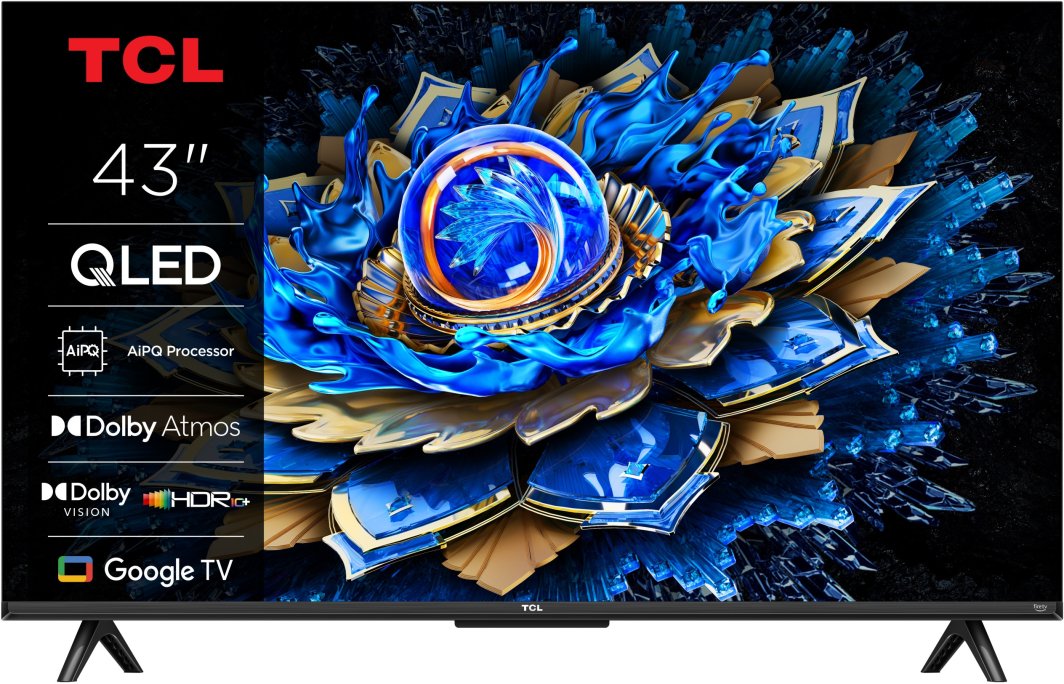 TCL 4K QLED TV | 43T69C | 43 | Smart TV | Google TV | UHD | Black