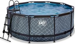 Exit Toys Stone Pool, Frame Pool O 360x122cm, swimming pool (grey, with filter pump)
