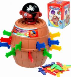 KIK Gra zręcznościowa Szalony Pirat w beczce Ukłuj pirata 9 x 9 x 12,5 cm