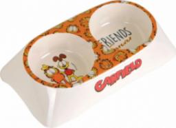 Garfield Garfield, podwójna miska z melaminy dla kota, biała/żółta