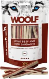WOOLF  Woolf Przysmak Pies Long Beef&Cod Sandwich - Wołowina z Dorszem paski, 100g